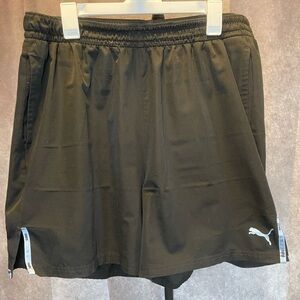 Puma Black Training Shorts with Lite Blue Accents